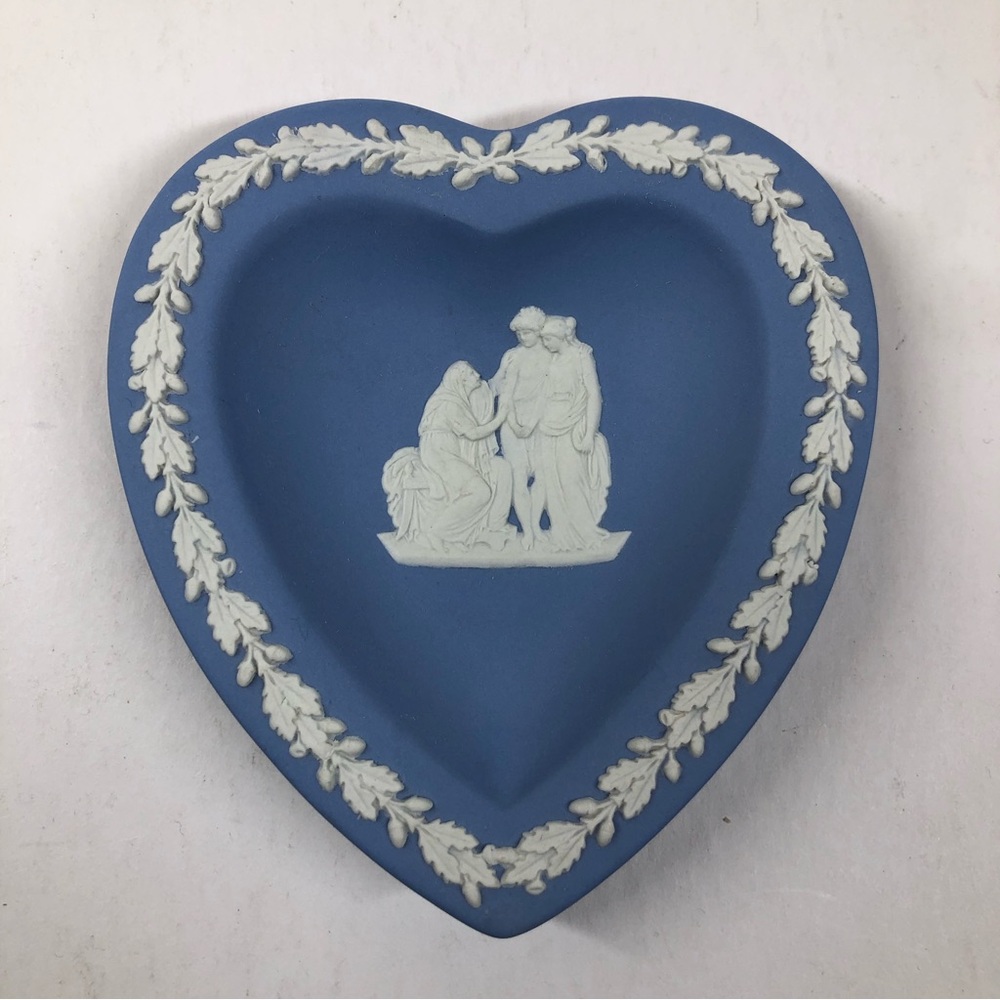 Wedgwood Blue Jasperware Heart Ring & Trinket Saucer Tray Wedgewood Jasper.